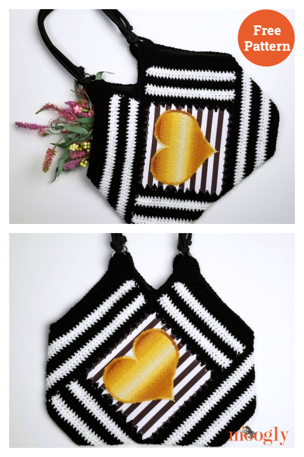 Tilted Heart Tote Free Crochet Pattern