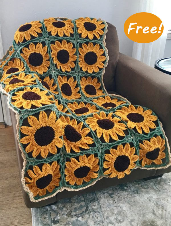 Sunflower Square Blanket Crochet Free Pattern