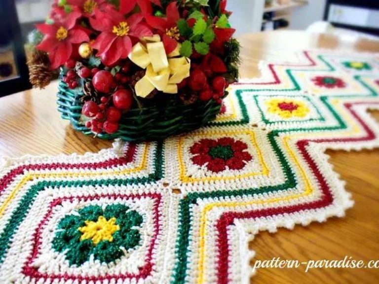 Flowers Table Runner Crochet Free Pattern