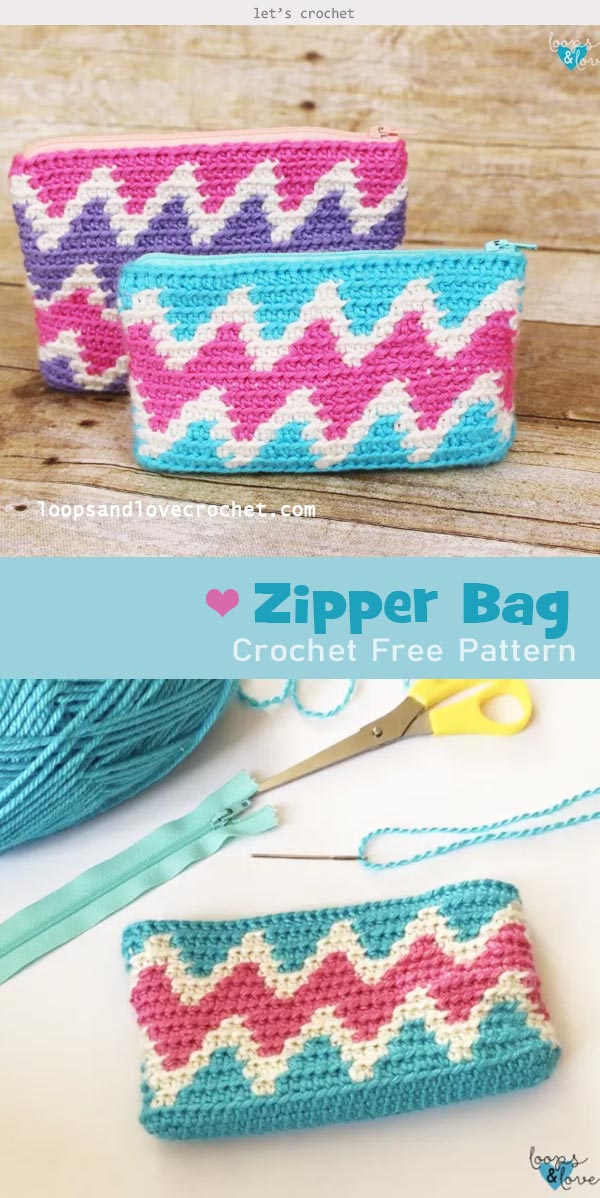 crochet zipper bag