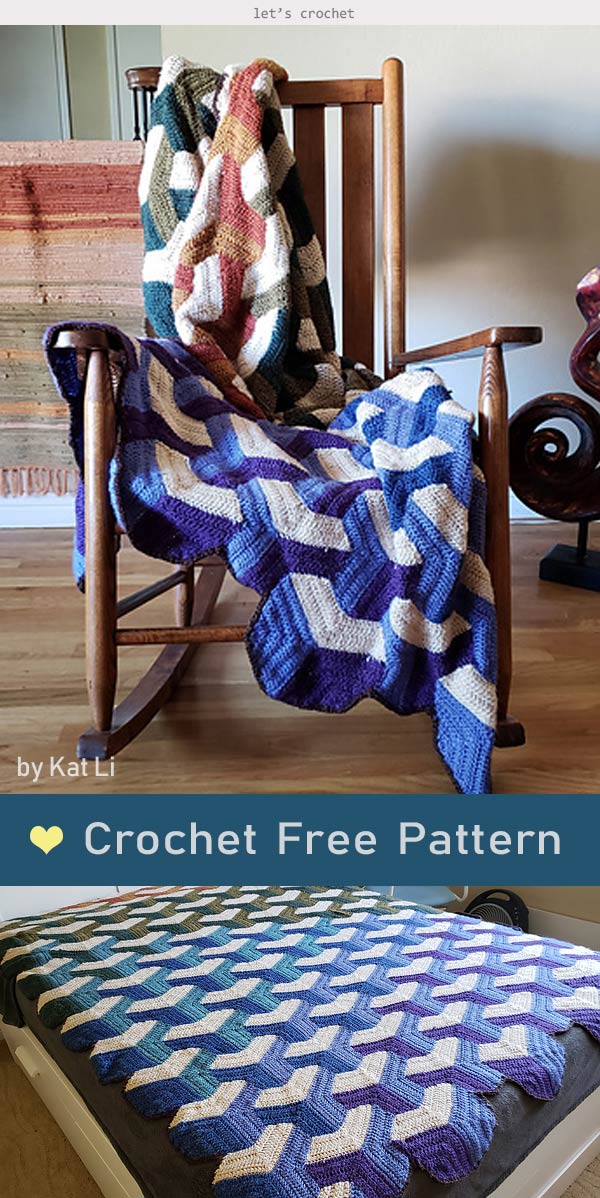 Tumbling Blocks Blanket Crochet Free Pattern