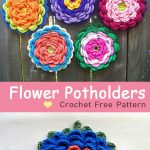 Fanciful Flower Potholders Crochet Free Pattern