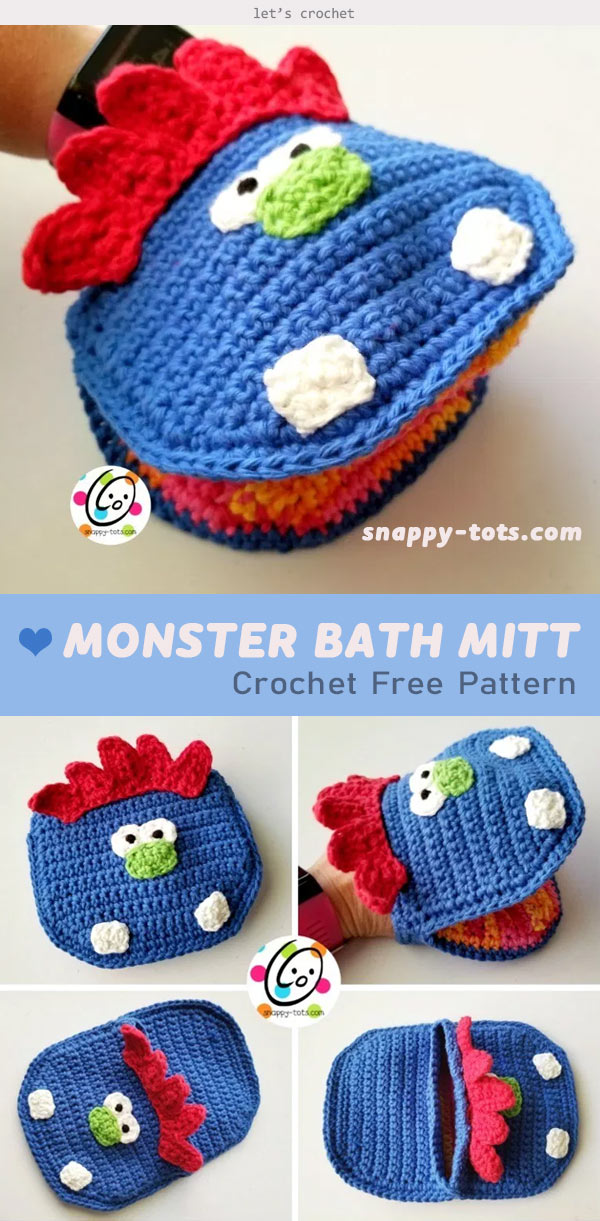 Monster Bath Mitt Free Crochet Pattern