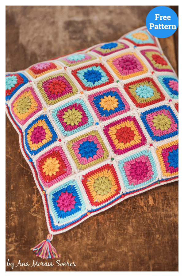 Bohemian Garden Cushion Crochet Free Pattern