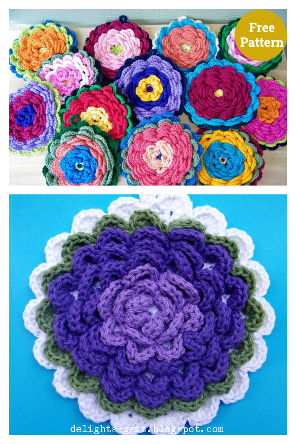 Fanciful Flower Potholders Crochet Free Pattern