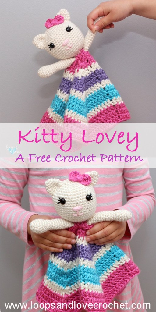 Kitty Cat Lovey Blanket Free Crochet Pattern