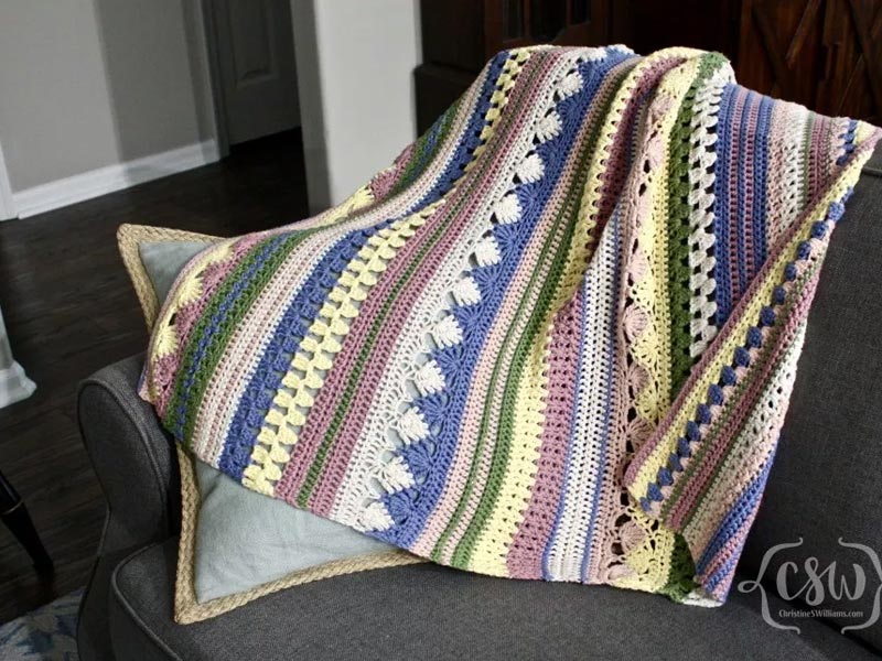 Boho Striped Baby Blanket Crochet Free Pattern