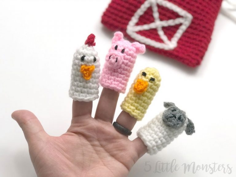 Farm Animal Finger Puppet Playset Crochet Free Pattern
