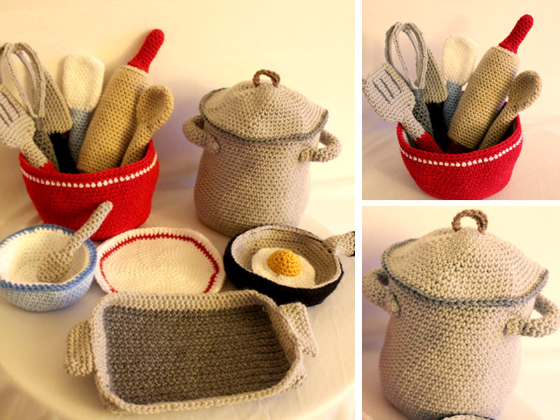 Crochet Cooking Set - Free Crochet Pattern - StringyDingDing