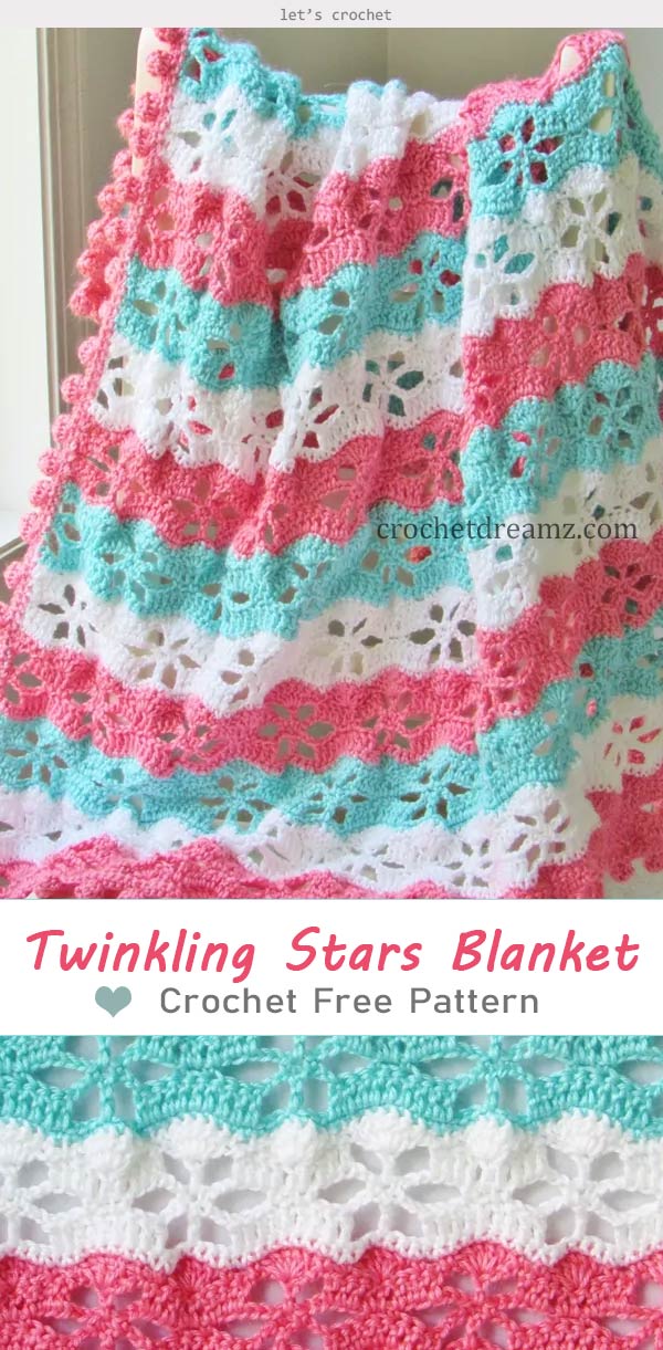 Twinkling Stars Blanket Crochet Free Pattern 