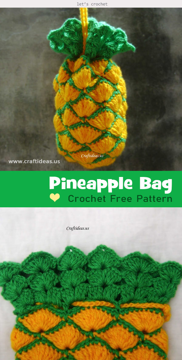  Crochet pineapple bag tutorial Free Pattern