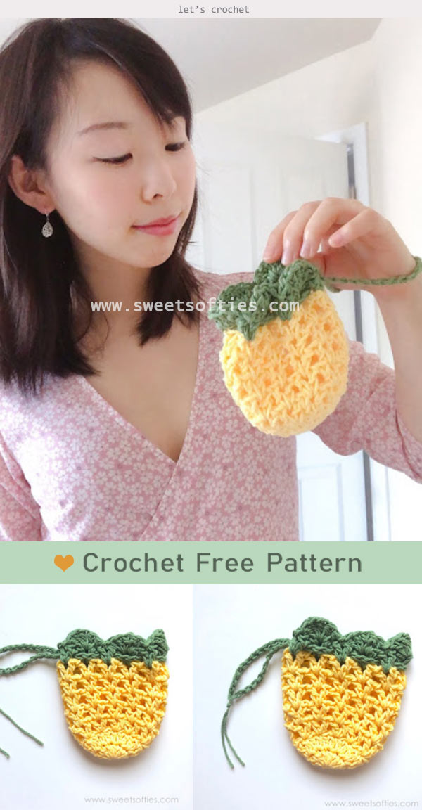 Crochet pineapple bag tutorial Free Pattern