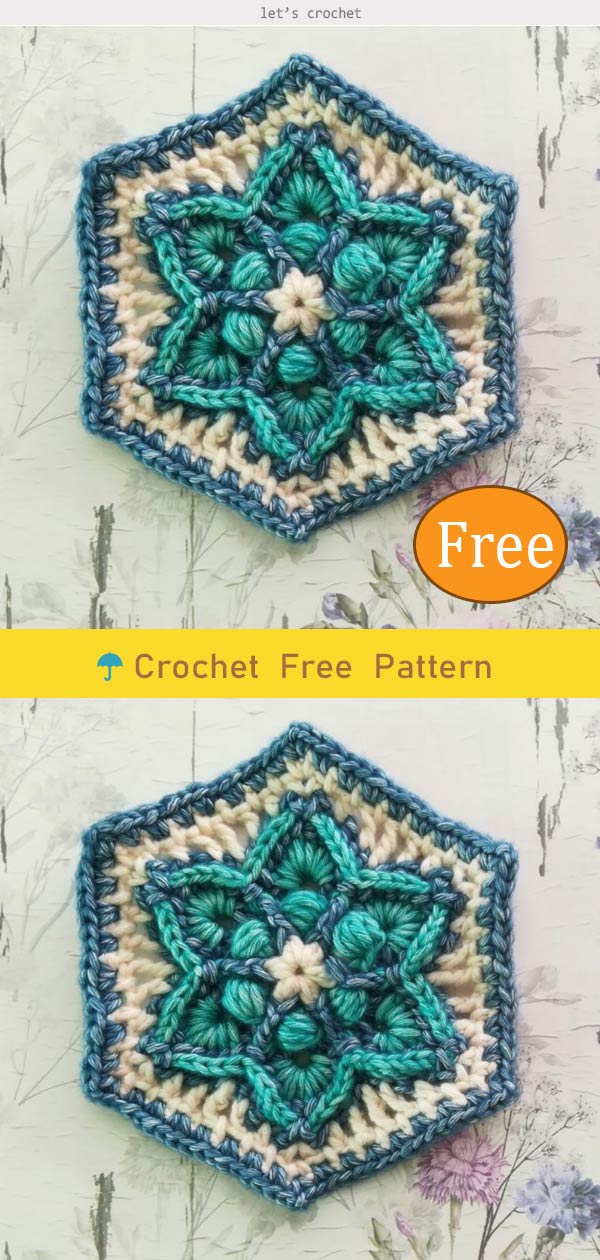 TRAVELLER’S JOY HEXAGON Crochet Free Pattern
