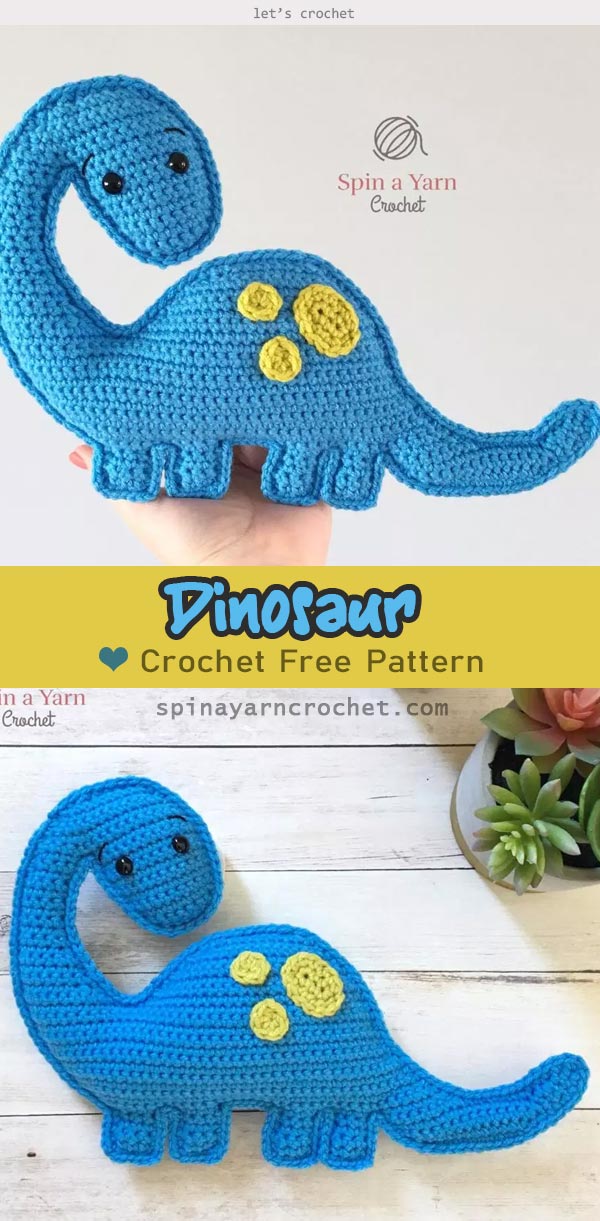 Triceratops and Brachioaurus dinosaur Crochet Free Pattern