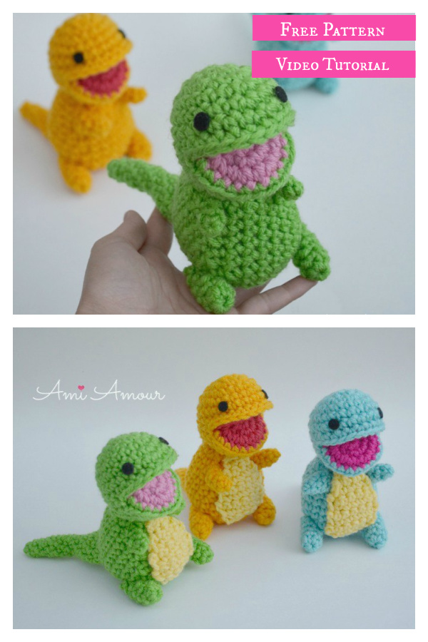 Dinosaur Amigurumi Free Crochet Pattern and Video Tutorial