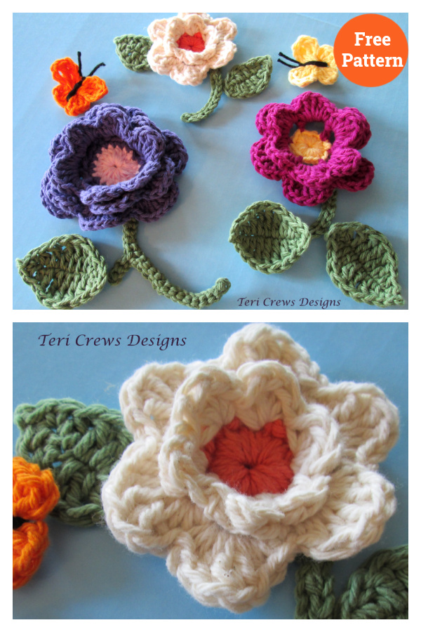 Flowers and Butterflies Crochet Free Pattern