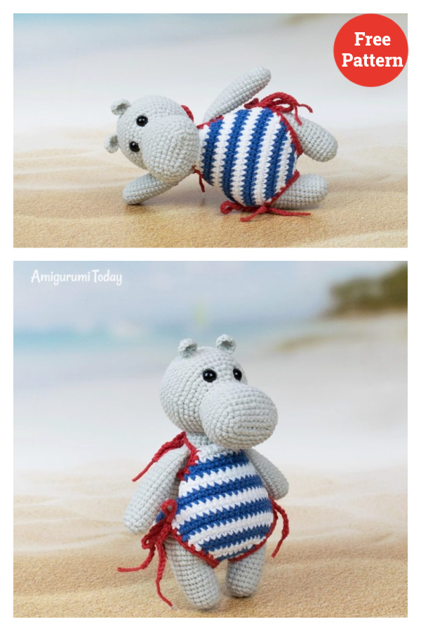 Hippo in Swimsuit Crochet Free Pattern