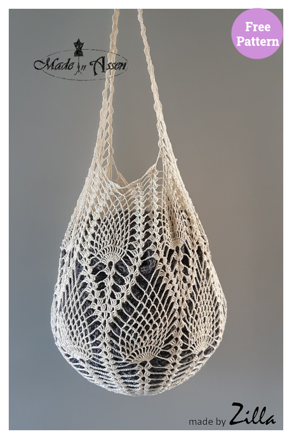 Pineapple Stitch Tote Bag Crochet Free Pattern 