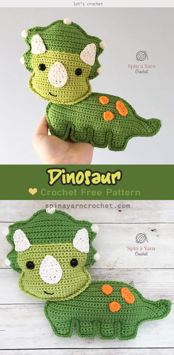 Triceratops and Brachioaurus dinosaur Crochet Free Pattern