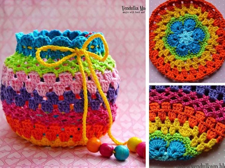 Rainbow Pouch Crochet Free Pattern