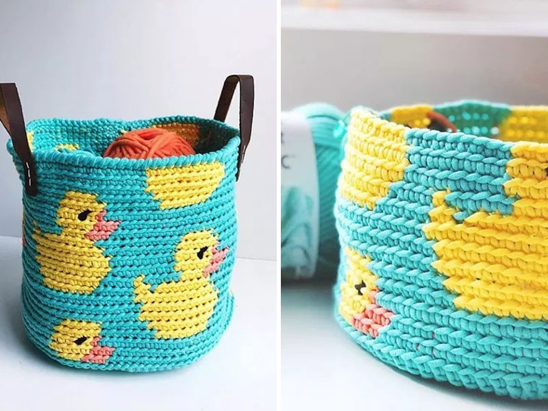 Ducky Basket Crochet Free Pattern