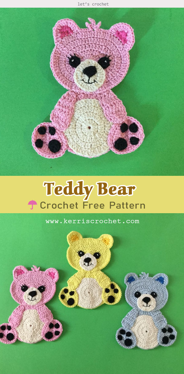 Crochet Teddy Bear Applique Free Pattern