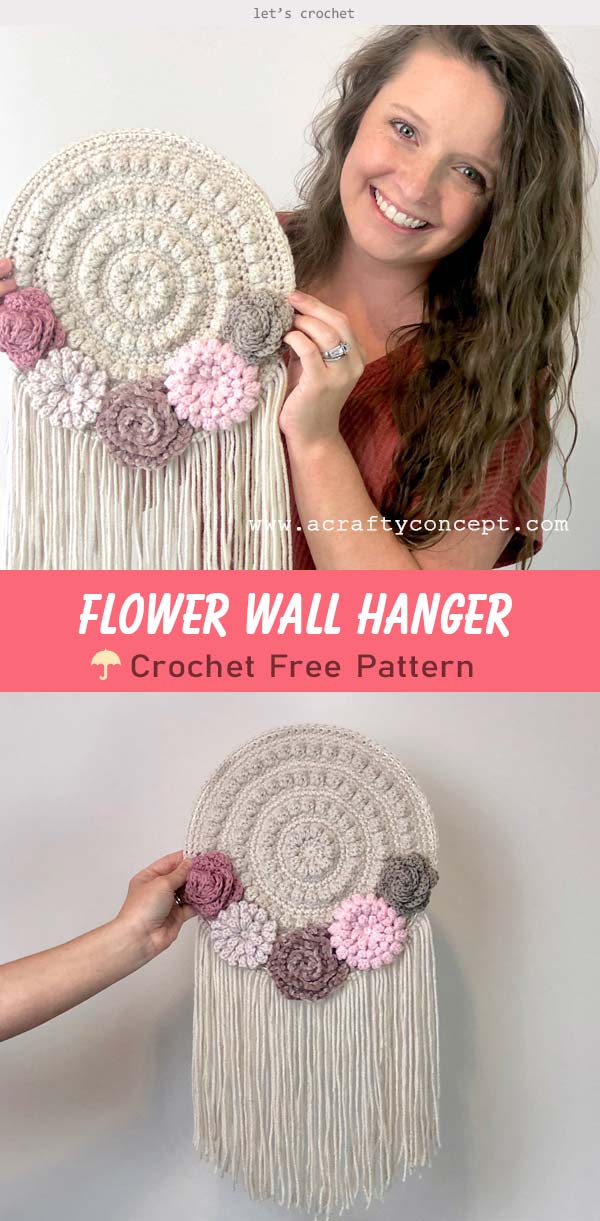 Crafty Boho Flower Wall Hanger Free Crochet Pattern