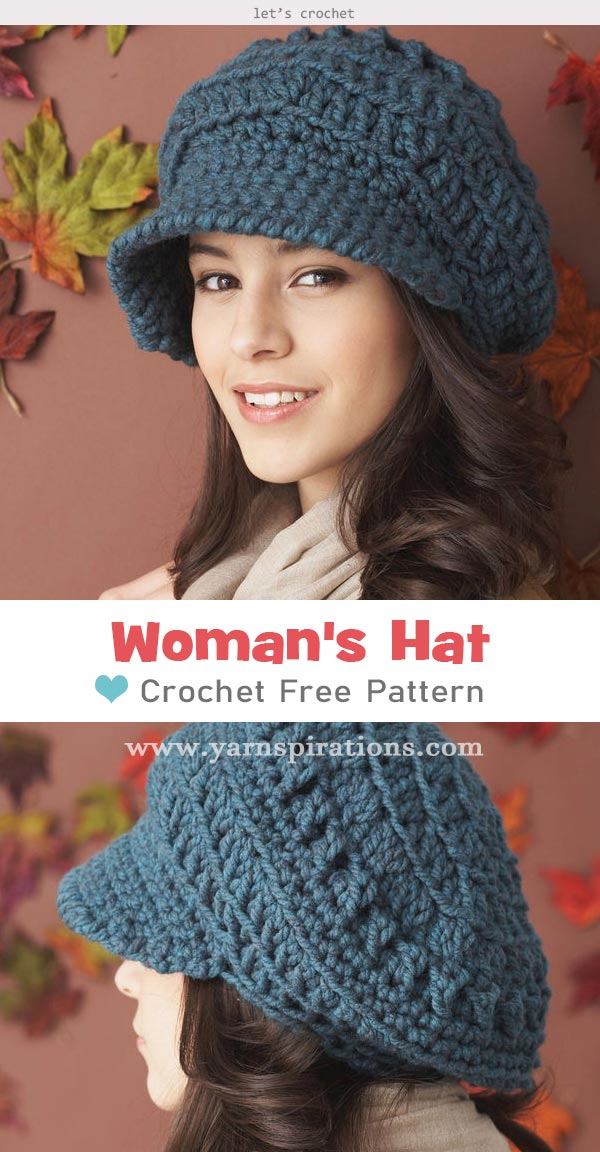  Bernat Slouchy Peaked Hat Free Crochet Pattern