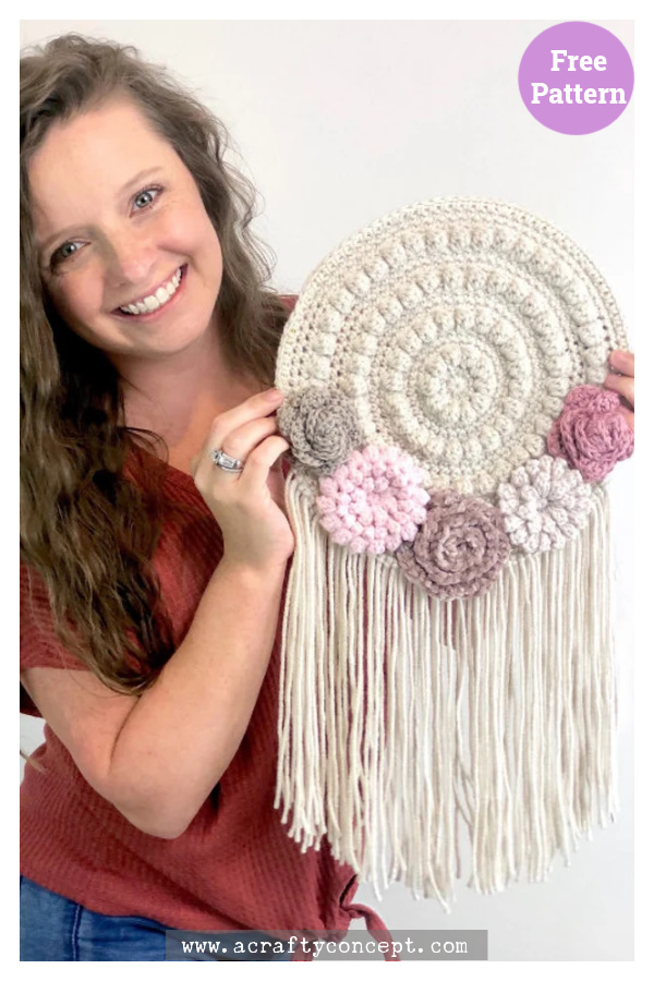 Crafty Boho Flower Wall Hanger Free Crochet Pattern