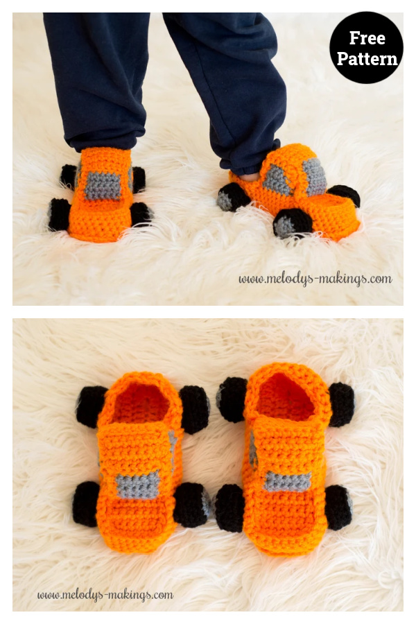 Monster Truck Slippers Crochet Free Pattern