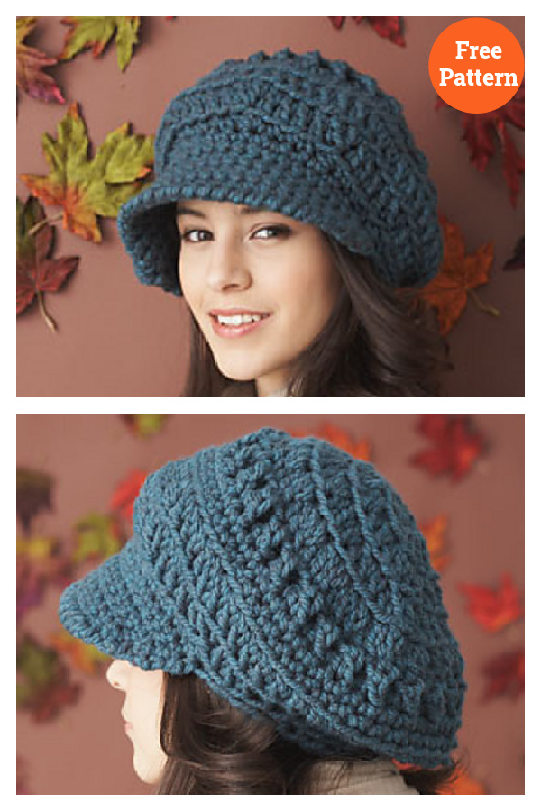 Slouchy Peaked Hat Free Crochet Pattern