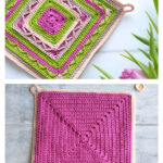 Tulip Potholder Square Free Crochet Pattern