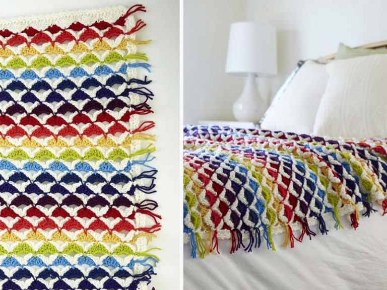 Rainbow Chic throw Crochet Free Pattern