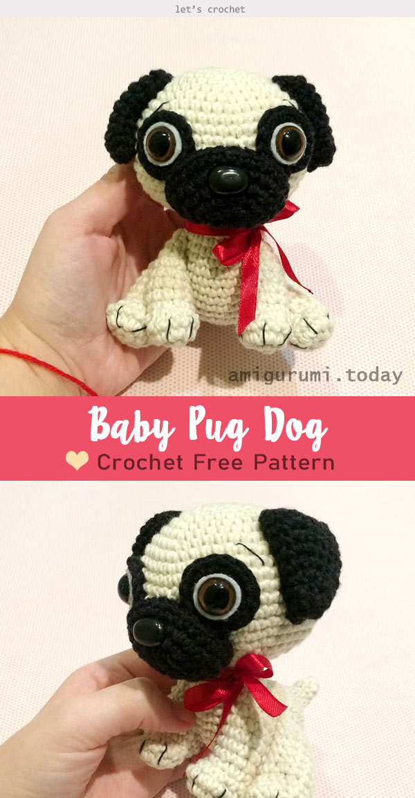 Baby Pug Dog Amigurumi Free Crochet Pattern 