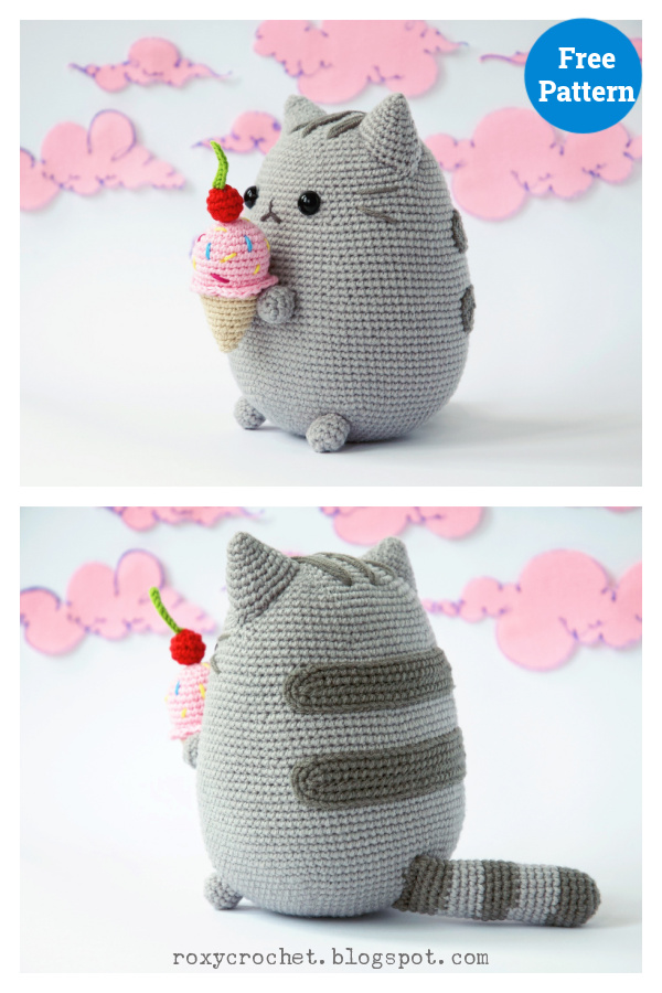 Pusheen Cat with Ice Cream Free Crochet Pattern