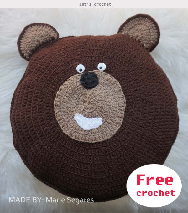 Crochet Bear Animal Pillow for kids Free Pattern