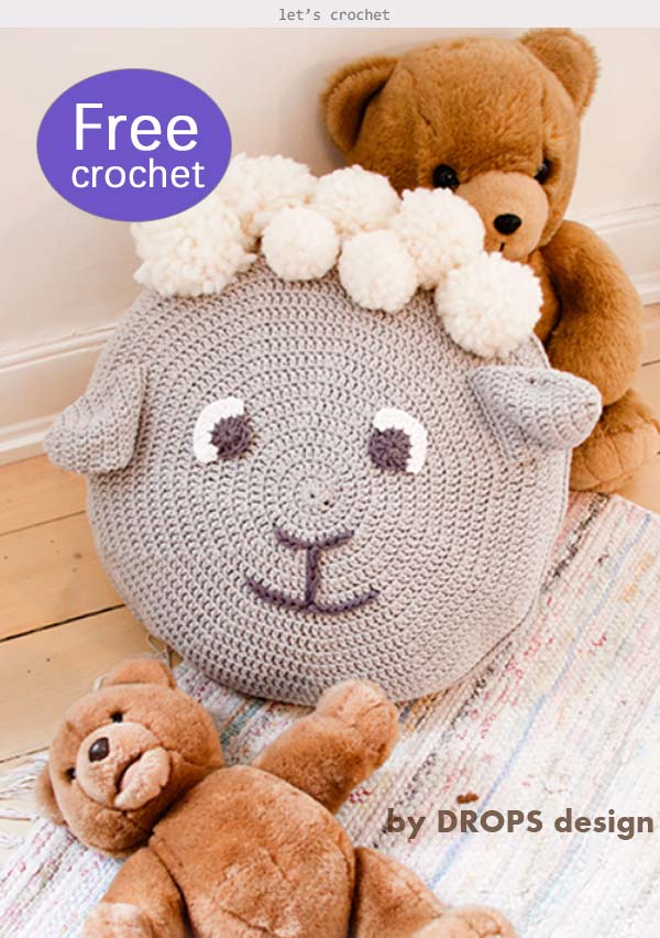 Crochet Sheep Animal Pillow for kids Free Pattern