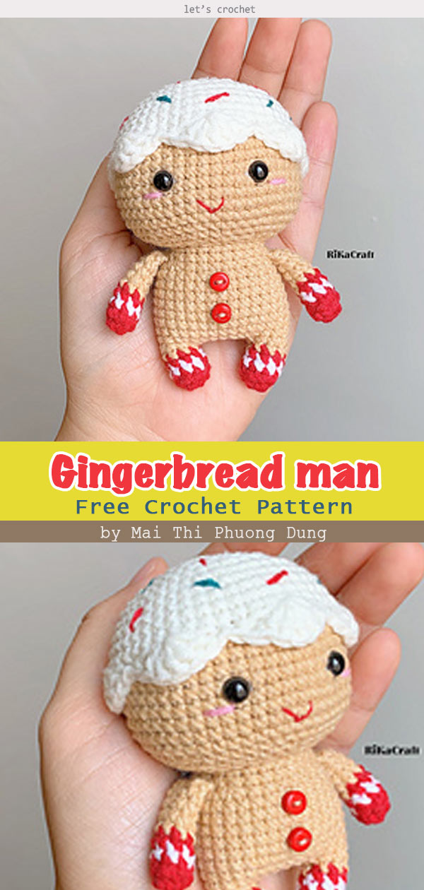 Christmas Gingerbread Man Amigurumi Crochet Free Pattern