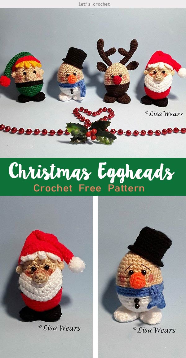 Christmas Eggheads Snowman Crochet Free Pattern