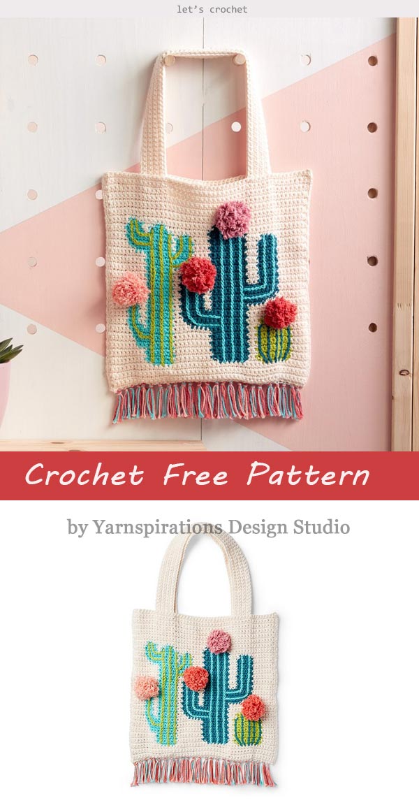 Cactus Tote Bag Crochet Free Pattern