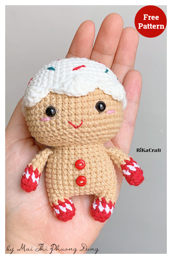 Christmas Gingerbread Man Amigurumi Crochet Free Pattern