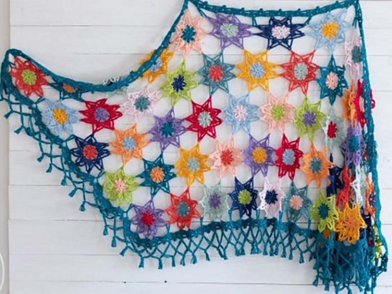 Colourful Cosy Flower Shawl Crochet Free Pattern
