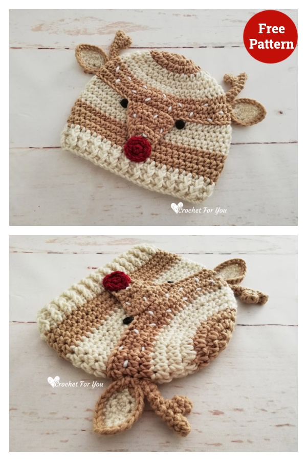 Crochet Woodland Spotted Deer Hat Free Pattern