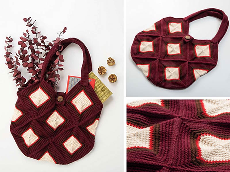 Winter Diamonds Market Bag Free Crochet Pattern