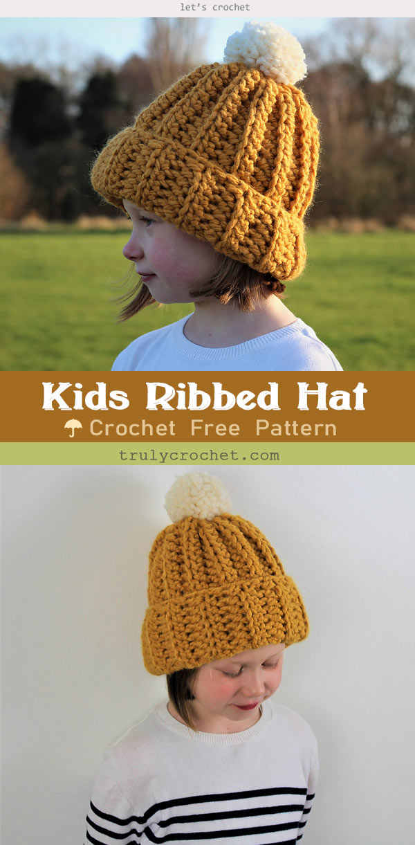 Kids Ribbed Hat – Free Crochet Pattern
