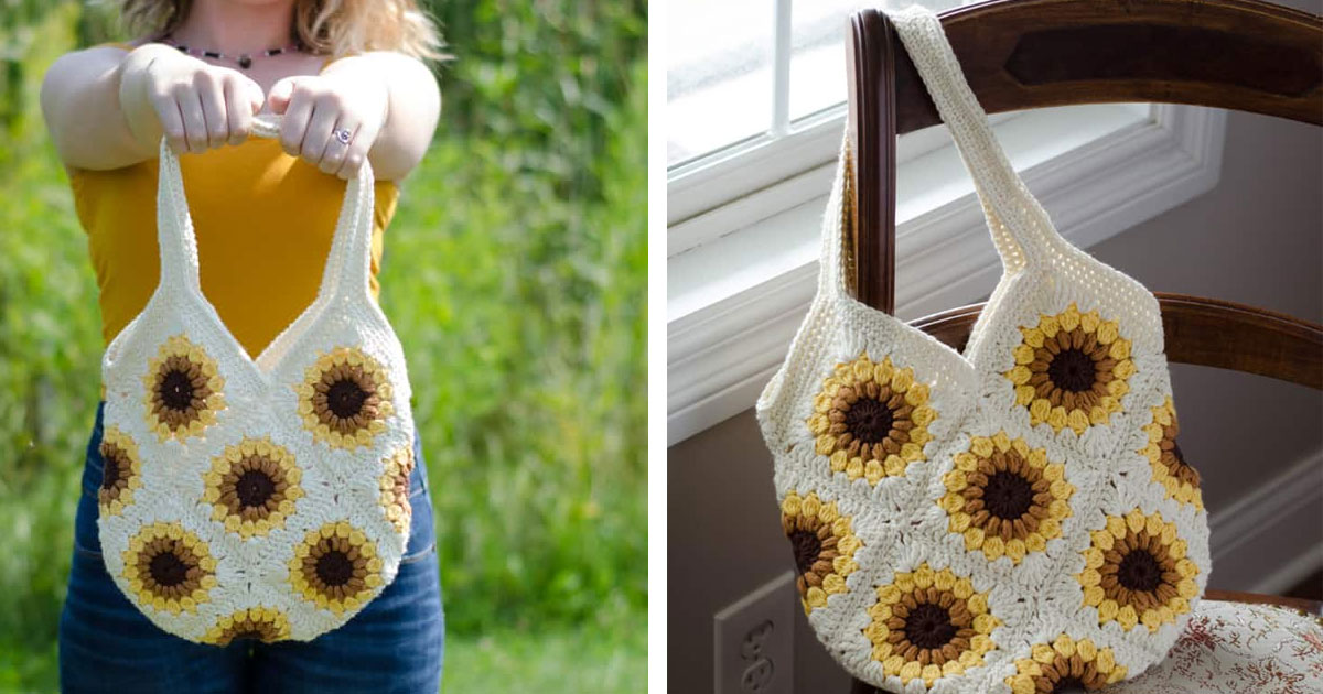 Sunflower Bag Free Crochet Pattern