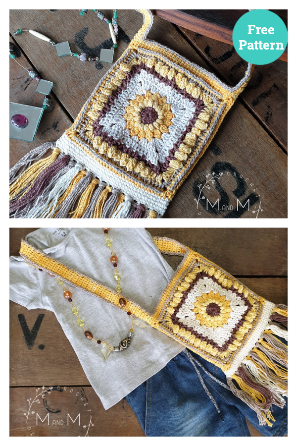 Boho Sunflower Bag Free Crochet Pattern