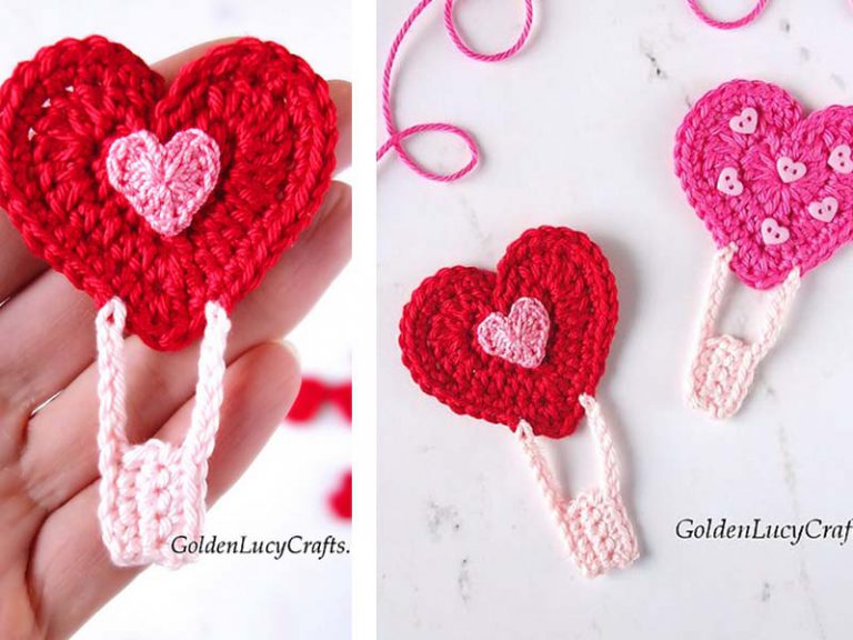 Heart Air Balloon Applique Free Crochet Pattern