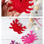 Crochet Heart Crab Applique Free Pattern