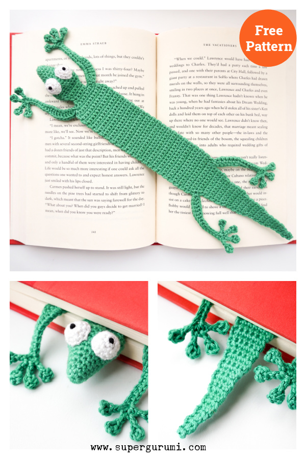 Gecko Bookmark Free Crochet Pattern